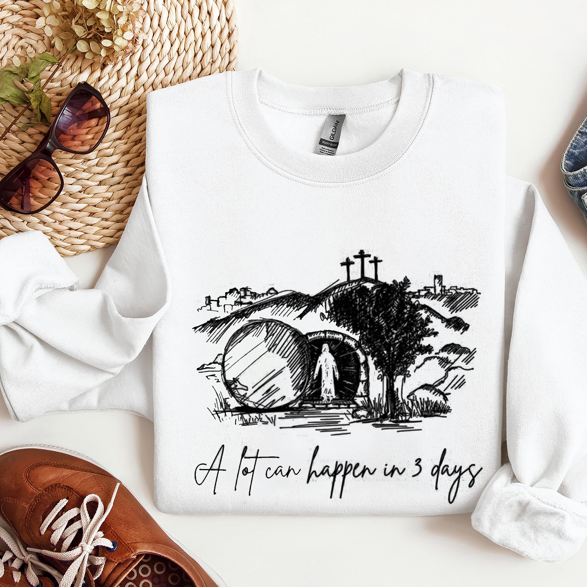A lot can happen in 3 days Sweatshirt,Christian Easter Sweatshirt,Easter Shirt,Jesus Sweatshirt,Jesus Shirt,A lot can happen in 3 days Shirt. ILAF49
